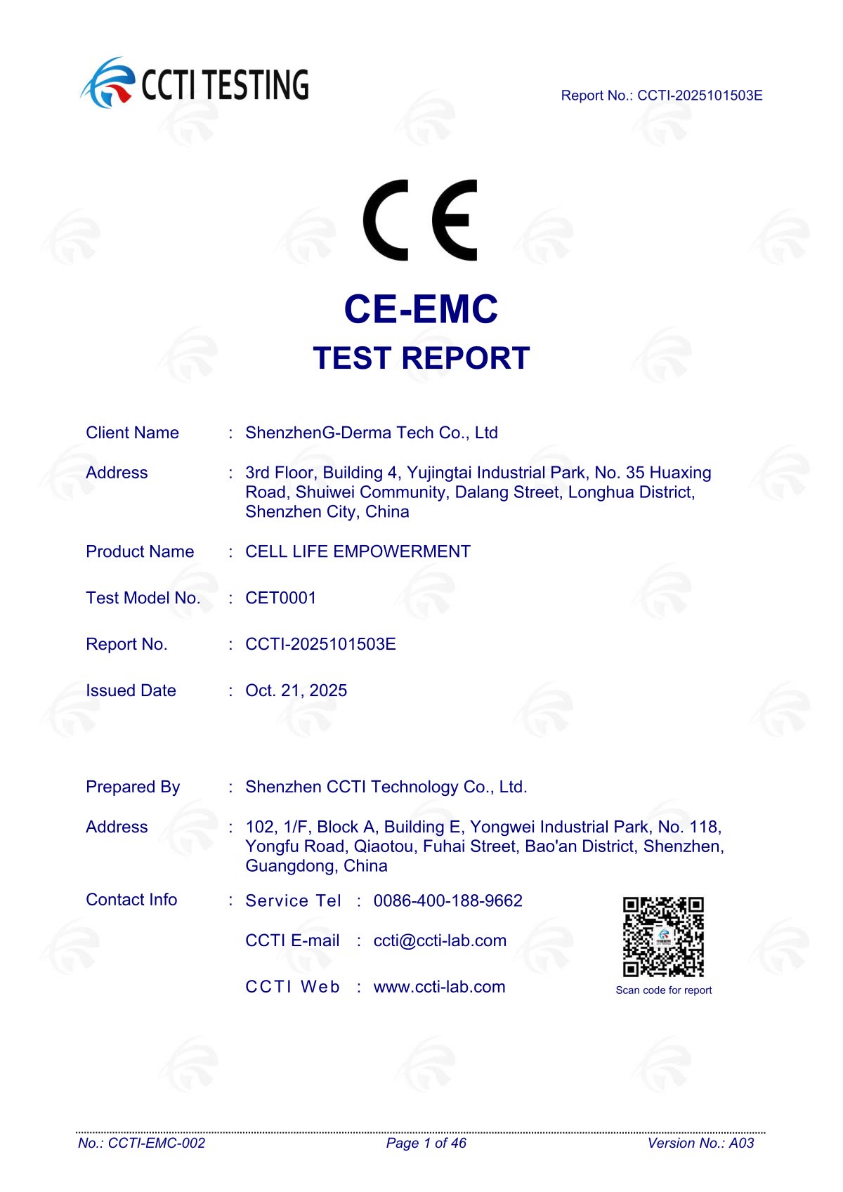 CET EMC report preview